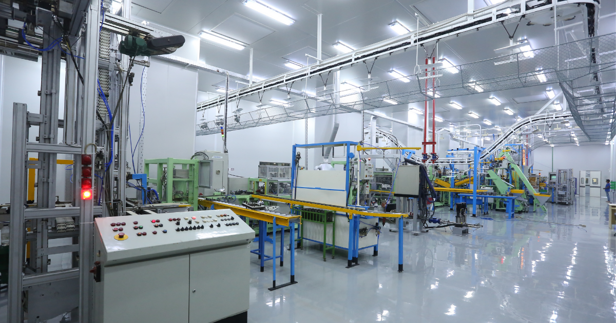 Led lights in industrial manufacturing facility