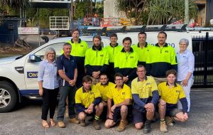 The O'Brien Plumbing Maroochydore team at the warehouse on the Sunshine Coast