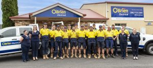 O'Brien Electrical Mount Gambier team infront of branch