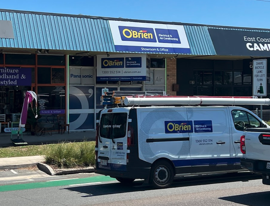 The exterior of the O'Brien Electrical and Air Conditioning Warana shopfront