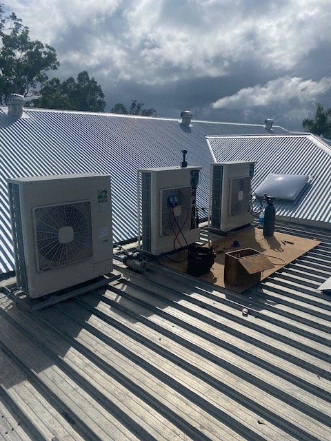 Commercial air conditioners on a roof in Noosa