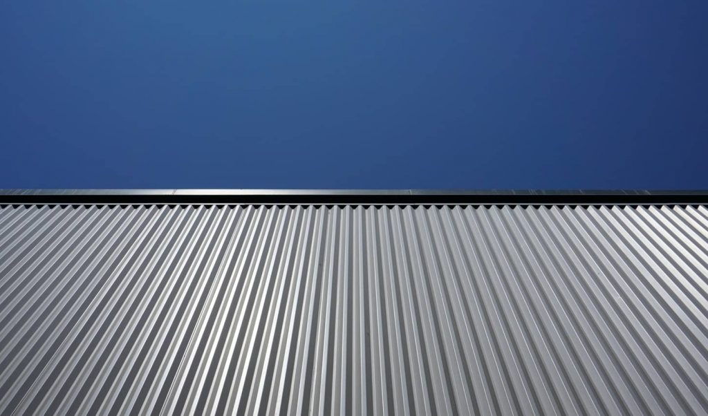 A corrugated metal roof