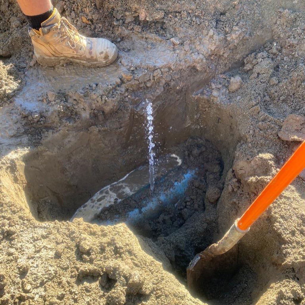 Leaking pipe found in the ground at a property in Port Macquarie