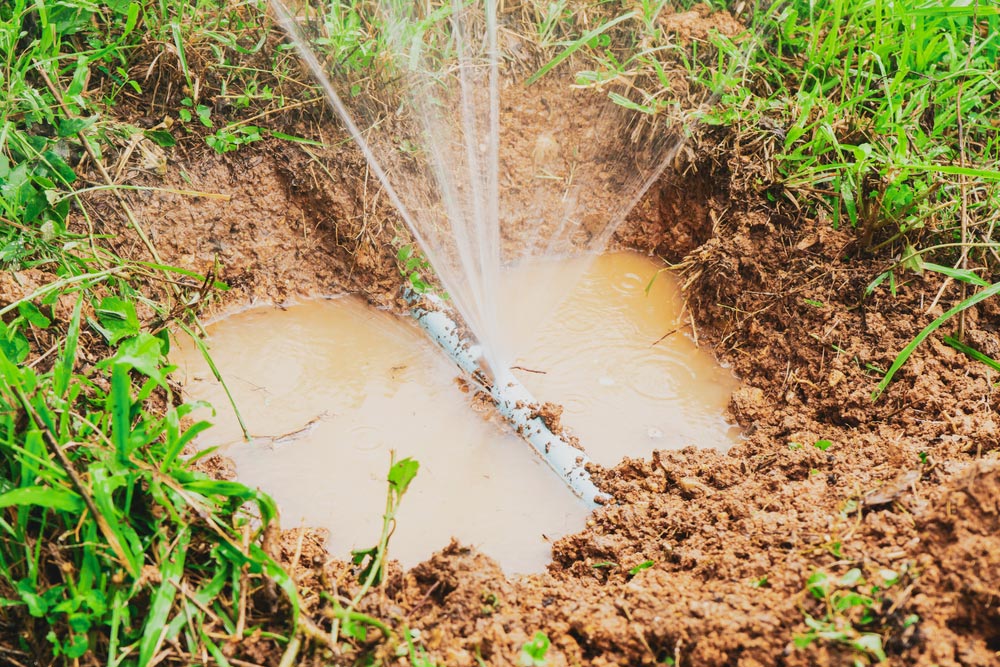 Water Leaking From A Burst Pipe