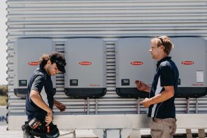 O'Brien Rowville Technicians Installing Commercial Solar Inverters